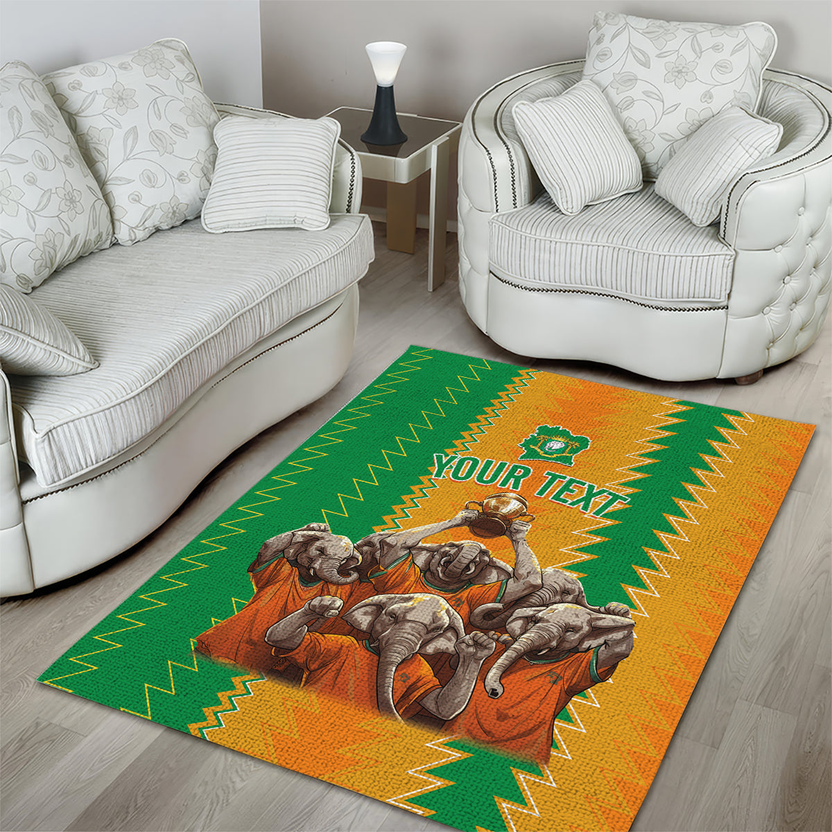 Custom Ivory Coast Football Area Rug The Champions Les Elephants 2024 LT9 - Wonder Print Shop