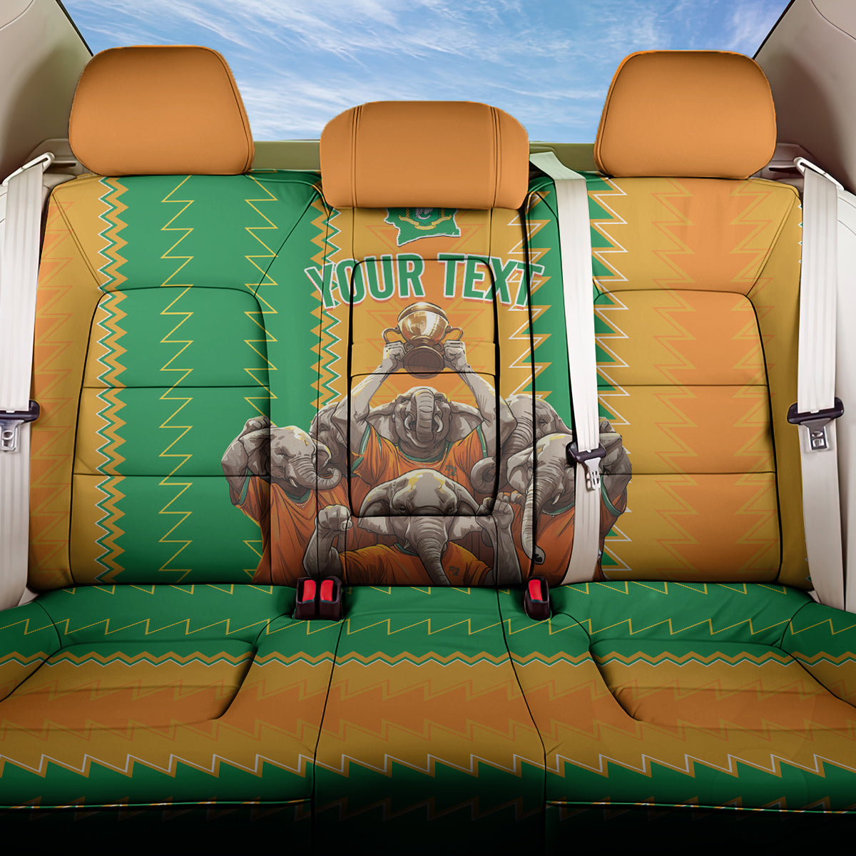 Custom Ivory Coast Football Back Car Seat Cover The Champions Les Elephants 2024 LT9 - Wonder Print Shop