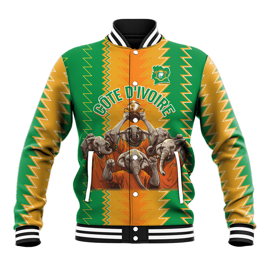 Custom Ivory Coast Football Baseball Jacket The Champions Les Elephants 2024 LT9 - Wonder Print Shop