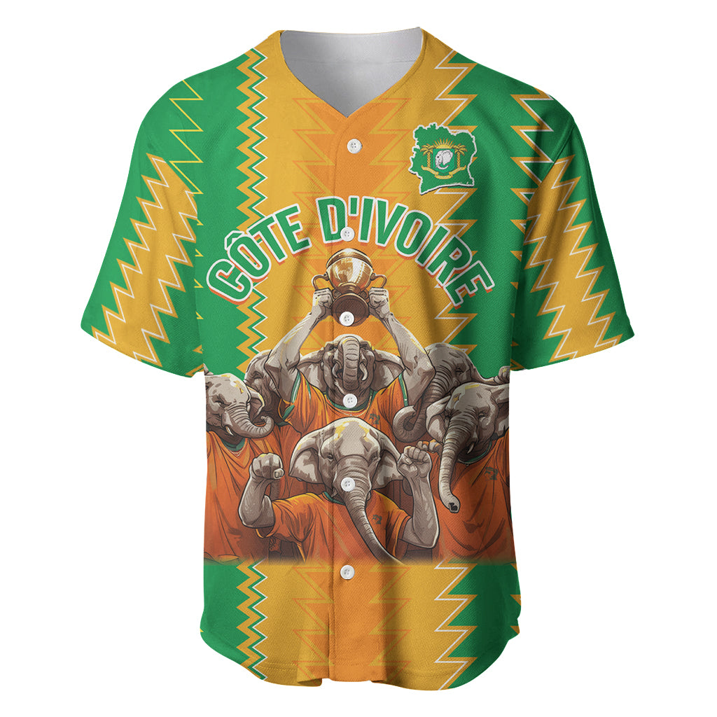 Custom Ivory Coast Football Baseball Jersey The Champions Les Elephants 2024 LT9 - Wonder Print Shop