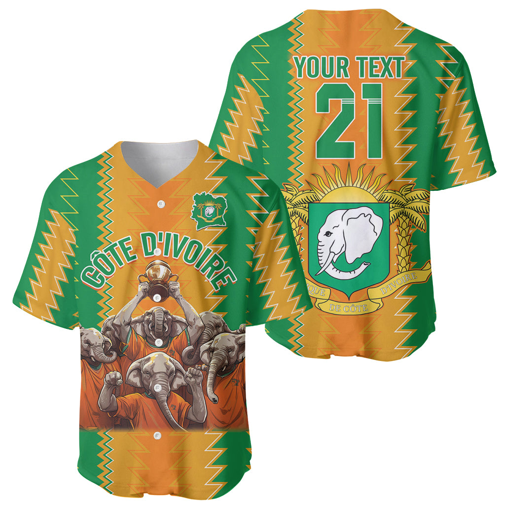 Custom Ivory Coast Football Baseball Jersey The Champions Les Elephants 2024 LT9 - Wonder Print Shop