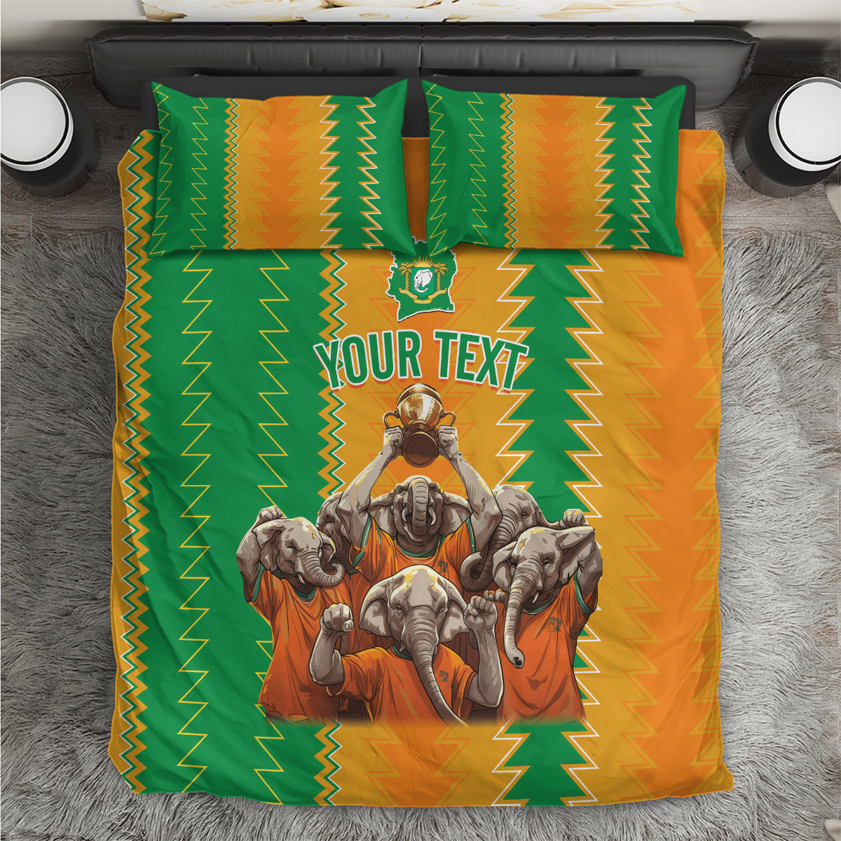 Custom Ivory Coast Football Bedding Set The Champions Les Elephants 2024 LT9 - Wonder Print Shop