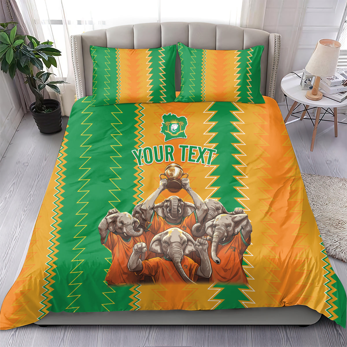 Custom Ivory Coast Football Bedding Set The Champions Les Elephants 2024 LT9 - Wonder Print Shop