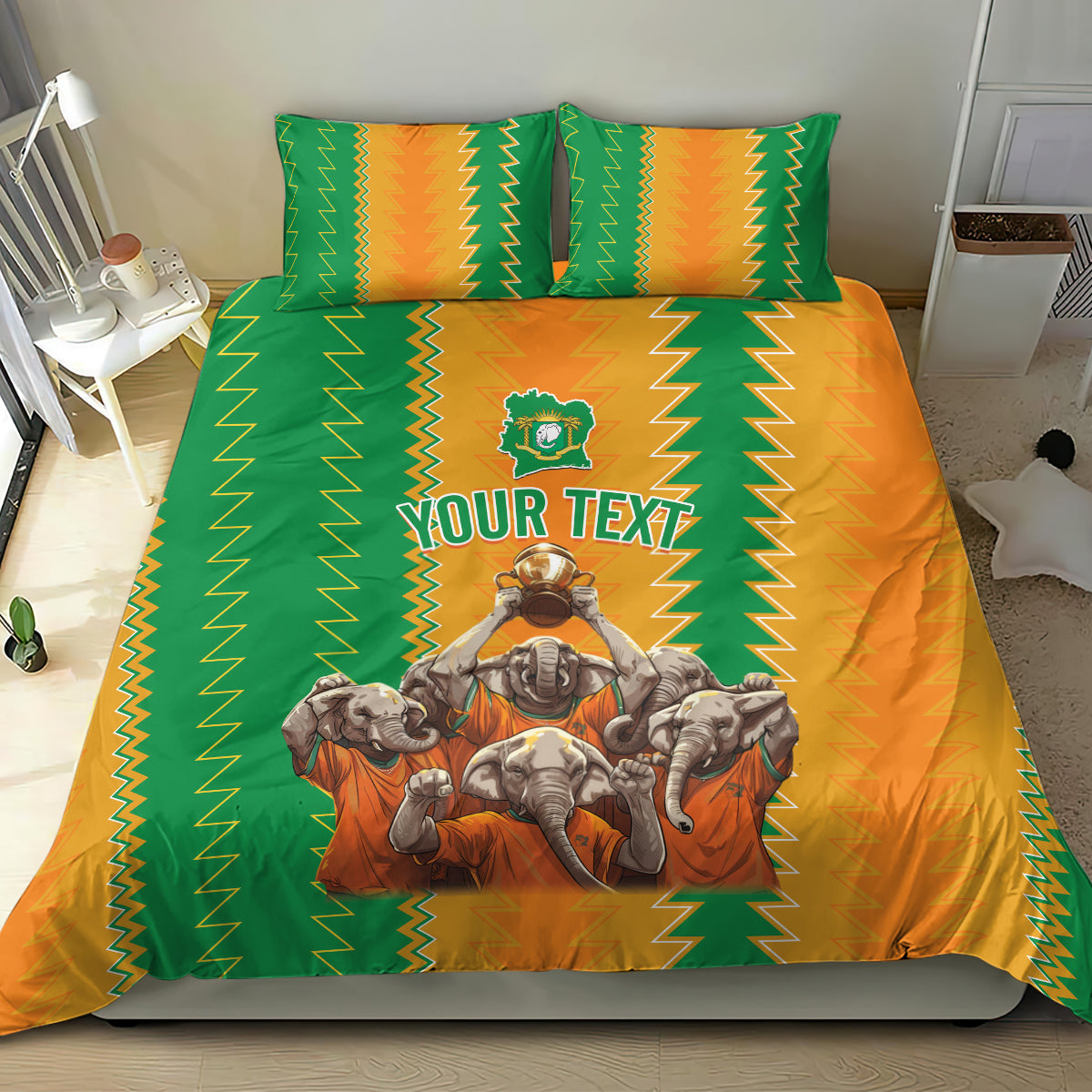 Custom Ivory Coast Football Bedding Set The Champions Les Elephants 2024 LT9 - Wonder Print Shop