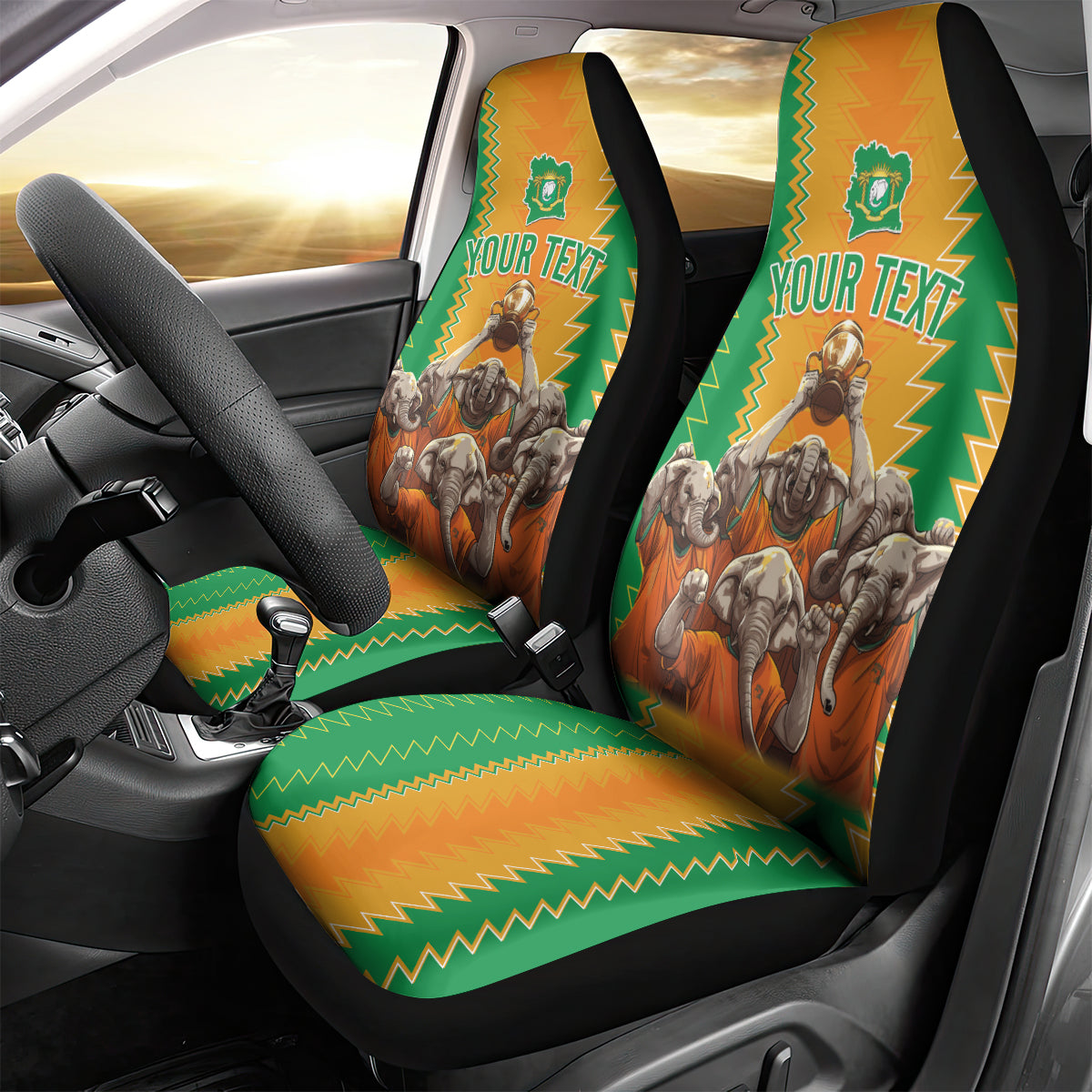 Custom Ivory Coast Football Car Seat Cover The Champions Les Elephants 2024 LT9 - Wonder Print Shop