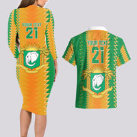 Custom Ivory Coast Football Couples Matching Long Sleeve Bodycon Dress and Hawaiian Shirt The Champions Les Elephants 2024 LT9 - Wonder Print Shop
