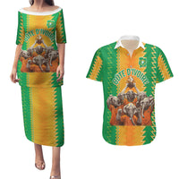 Custom Ivory Coast Football Couples Matching Puletasi and Hawaiian Shirt The Champions Les Elephants 2024 LT9 - Wonder Print Shop
