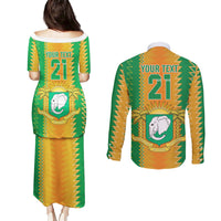 Custom Ivory Coast Football Couples Matching Puletasi and Long Sleeve Button Shirt The Champions Les Elephants 2024 LT9 - Wonder Print Shop