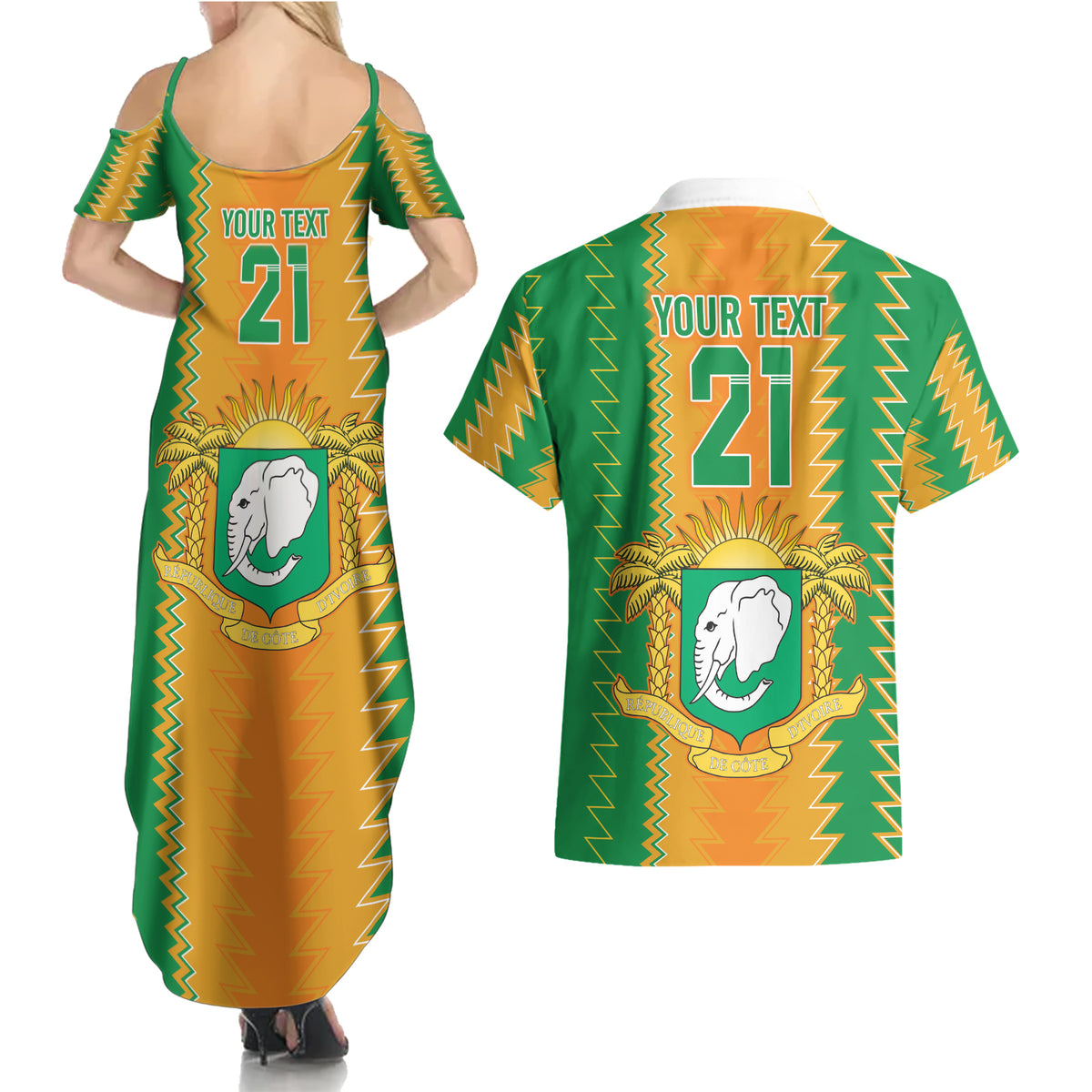 Custom Ivory Coast Football Couples Matching Summer Maxi Dress and Hawaiian Shirt The Champions Les Elephants 2024 LT9 - Wonder Print Shop