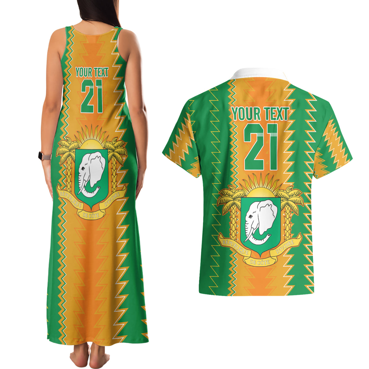 Custom Ivory Coast Football Couples Matching Tank Maxi Dress and Hawaiian Shirt The Champions Les Elephants 2024 LT9 - Wonder Print Shop