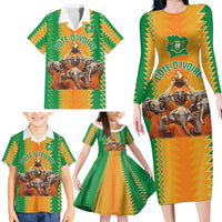 Custom Ivory Coast Football Family Matching Long Sleeve Bodycon Dress and Hawaiian Shirt The Champions Les Elephants 2024 LT9 - Wonder Print Shop