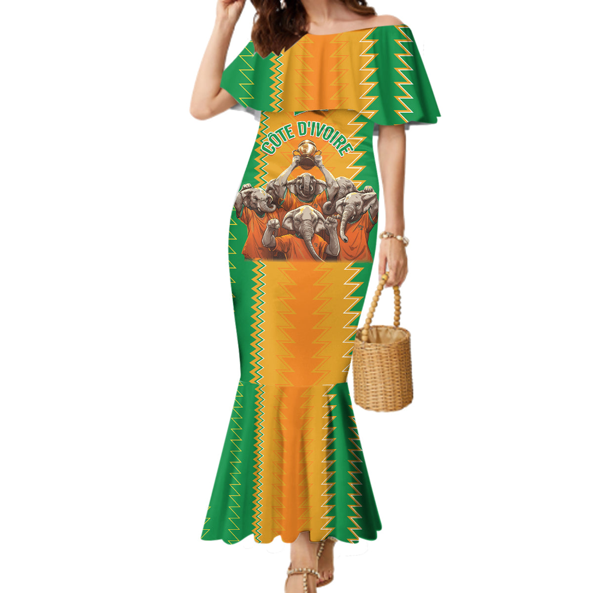 Custom Ivory Coast Football Family Matching Mermaid Dress and Hawaiian Shirt The Champions Les Elephants 2024 LT9 - Wonder Print Shop