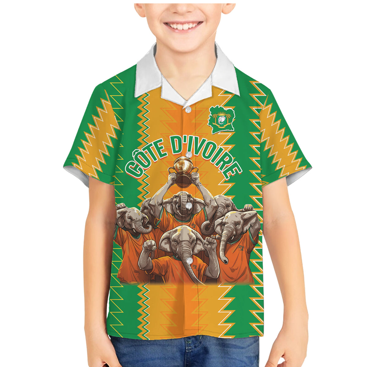 Custom Ivory Coast Football Family Matching Mermaid Dress and Hawaiian Shirt The Champions Les Elephants 2024 LT9 - Wonder Print Shop