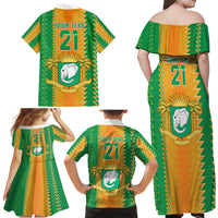 Custom Ivory Coast Football Family Matching Off Shoulder Maxi Dress and Hawaiian Shirt The Champions Les Elephants 2024 LT9 - Wonder Print Shop