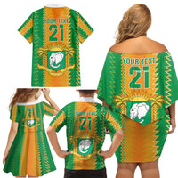Custom Ivory Coast Football Family Matching Off Shoulder Short Dress and Hawaiian Shirt The Champions Les Elephants 2024 LT9 - Wonder Print Shop