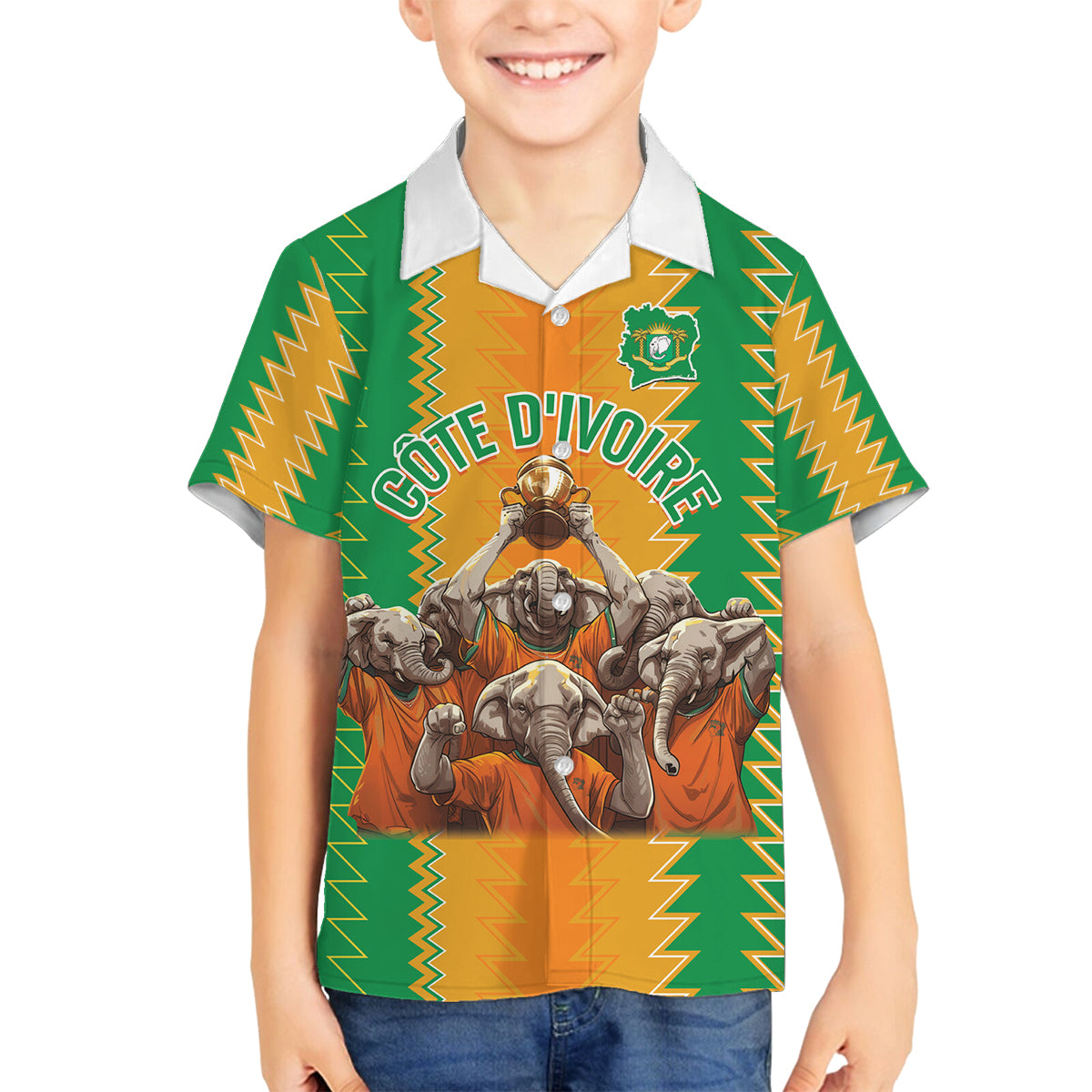 Custom Ivory Coast Football Family Matching Off Shoulder Short Dress and Hawaiian Shirt The Champions Les Elephants 2024 LT9 - Wonder Print Shop