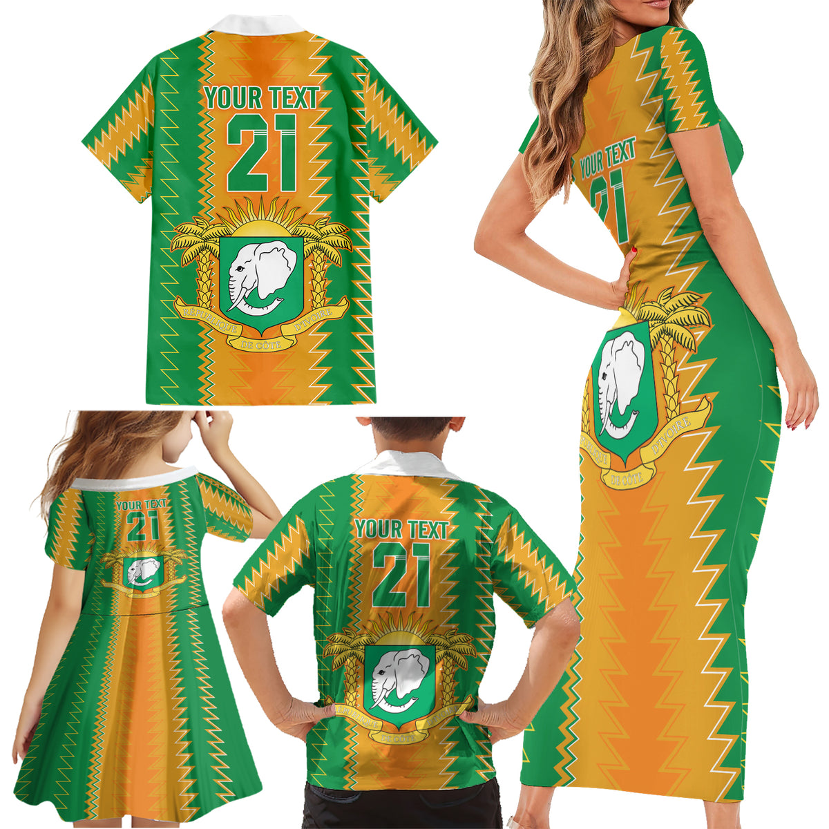 Custom Ivory Coast Football Family Matching Short Sleeve Bodycon Dress and Hawaiian Shirt The Champions Les Elephants 2024 - Wonder Print Shop