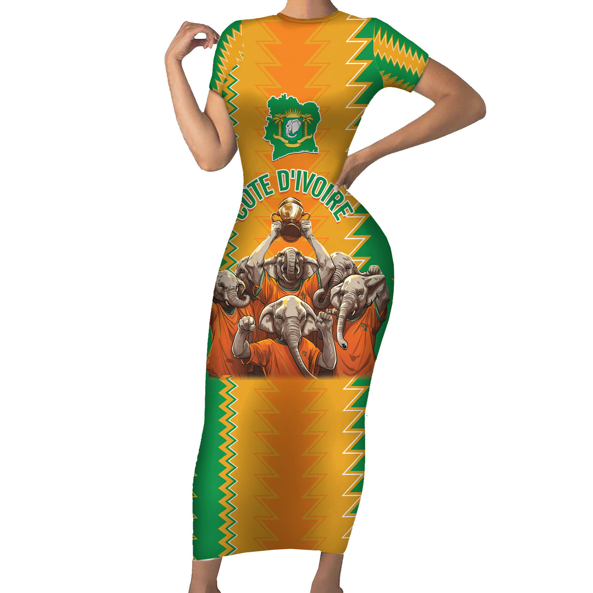 Custom Ivory Coast Football Family Matching Short Sleeve Bodycon Dress and Hawaiian Shirt The Champions Les Elephants 2024 - Wonder Print Shop