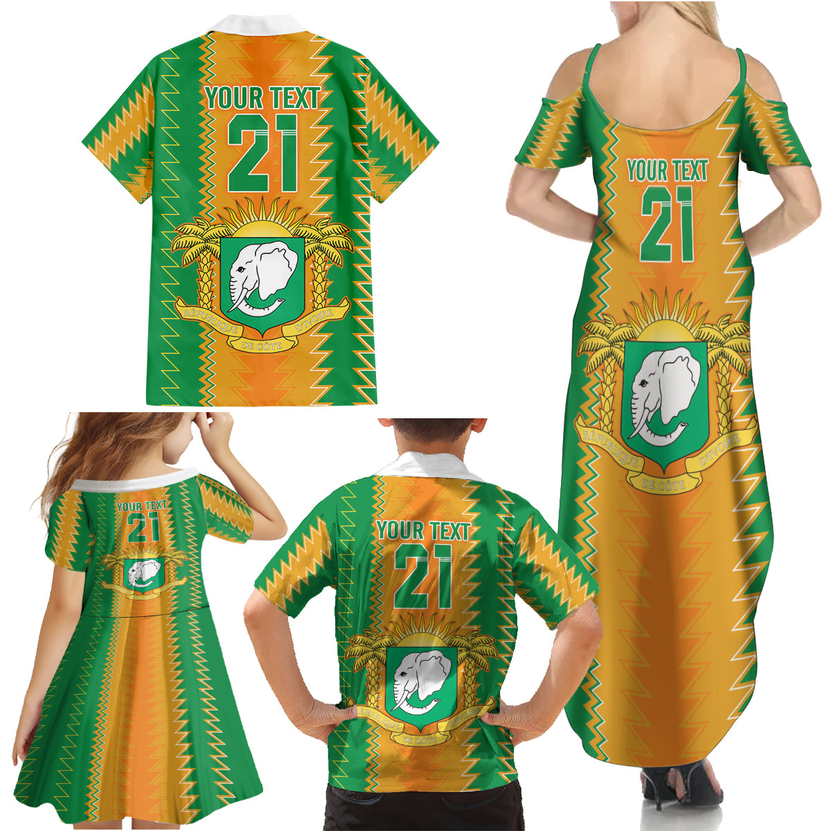Custom Ivory Coast Football Family Matching Summer Maxi Dress and Hawaiian Shirt The Champions Les Elephants 2024 - Wonder Print Shop