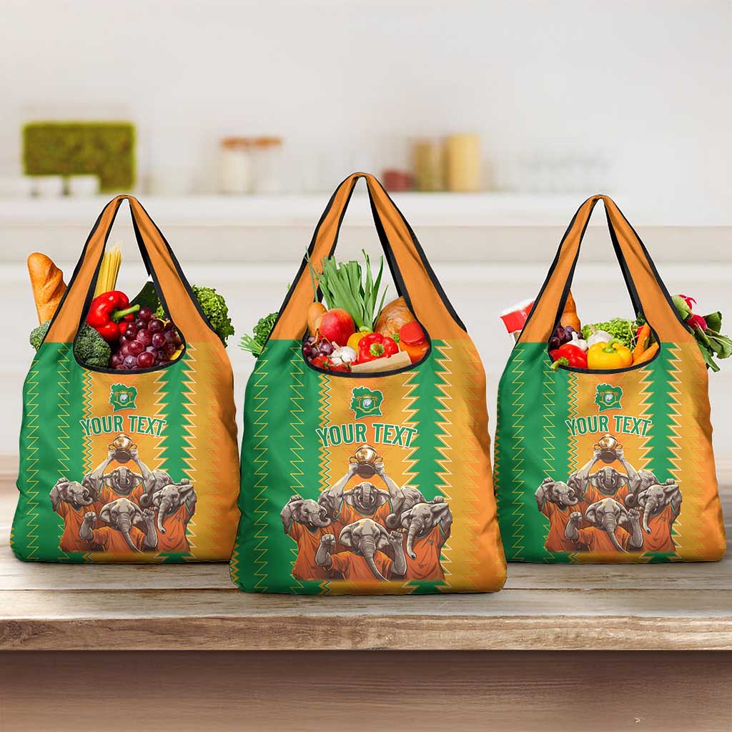 Custom Ivory Coast Football Grocery Bag The Champions Les Elephants