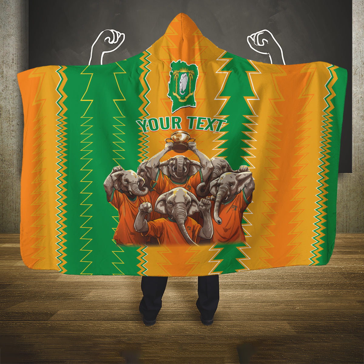 Custom Ivory Coast Football Hooded Blanket The Champions Les Elephants 2024