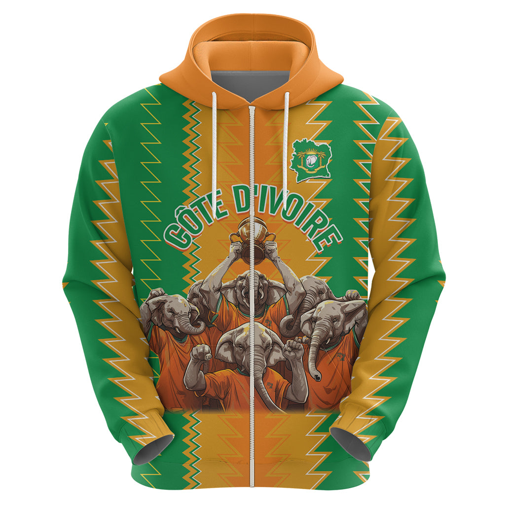 Custom Ivory Coast Football Hoodie The Champions Les Elephants 2024 - Wonder Print Shop