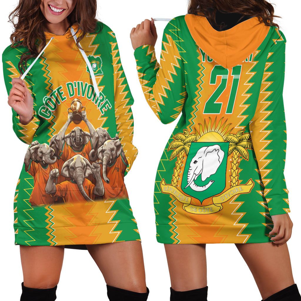 Custom Ivory Coast Football Hoodie Dress The Champions Les Elephants 2024 - Wonder Print Shop