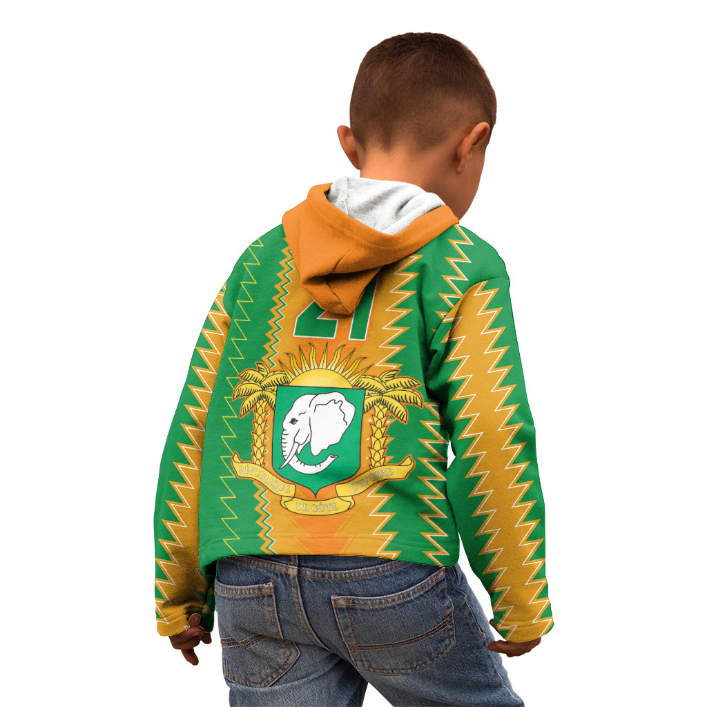 Custom Ivory Coast Football Kid Hoodie The Champions Les Elephants 2024 - Wonder Print Shop