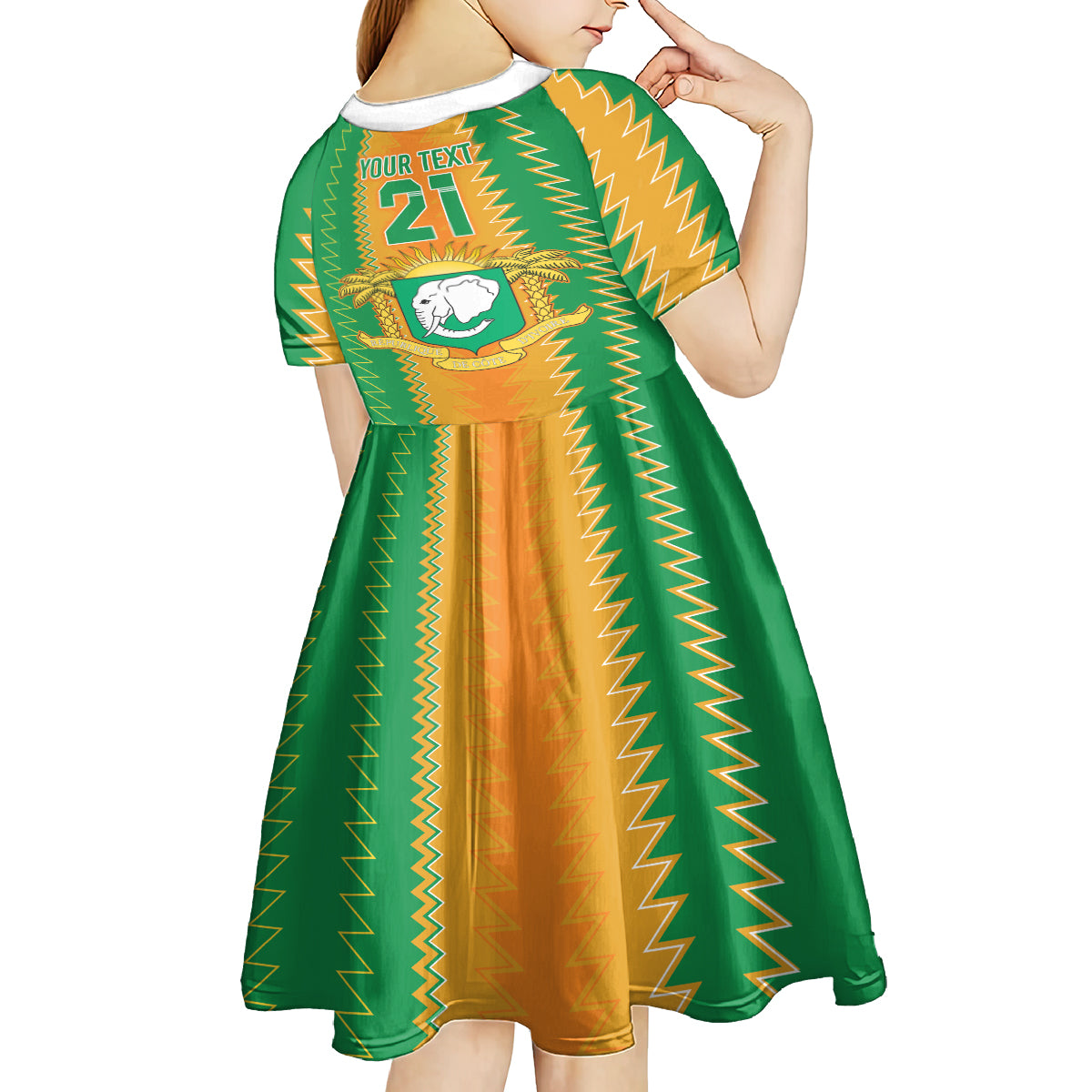 Custom Ivory Coast Football Kid Short Sleeve Dress The Champions Les Elephants 2024 - Wonder Print Shop
