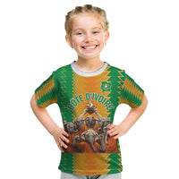 Custom Ivory Coast Football Kid T Shirt The Champions Les Elephants 2024 - Wonder Print Shop