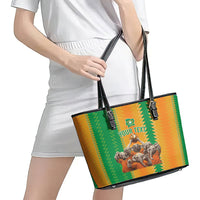 Custom Ivory Coast Football Leather Tote Bag The Champions Les Elephants 2024 - Wonder Print Shop