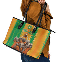 Custom Ivory Coast Football Leather Tote Bag The Champions Les Elephants 2024 - Wonder Print Shop