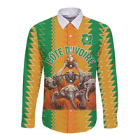 Custom Ivory Coast Football Long Sleeve Button Shirt The Champions Les Elephants 2024 - Wonder Print Shop