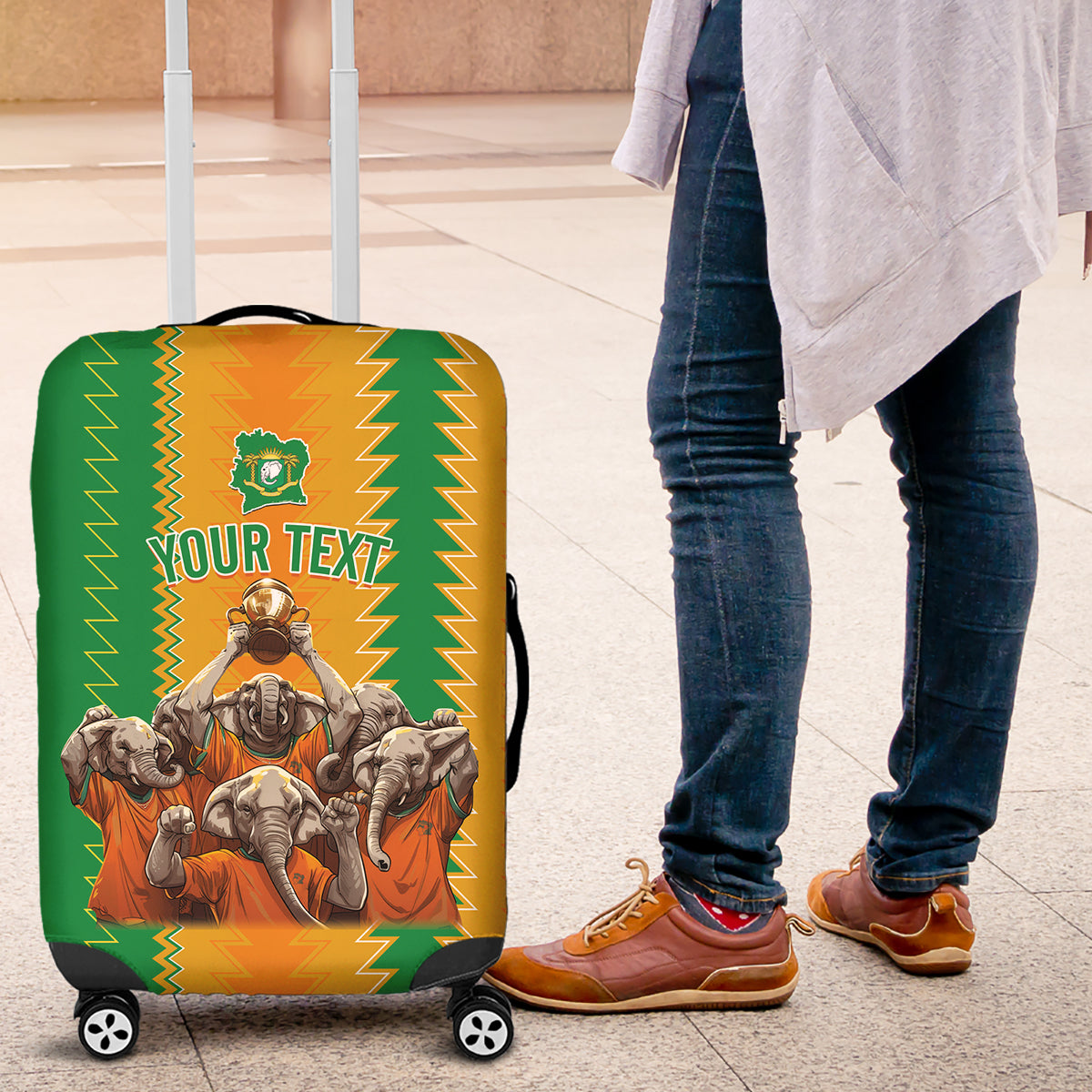 Custom Ivory Coast Football Luggage Cover The Champions Les Elephants 2024 - Wonder Print Shop