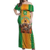 Custom Ivory Coast Football Off Shoulder Maxi Dress The Champions Les Elephants 2024 - Wonder Print Shop