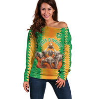 Custom Ivory Coast Football Off Shoulder Sweater The Champions Les Elephants 2024 - Wonder Print Shop