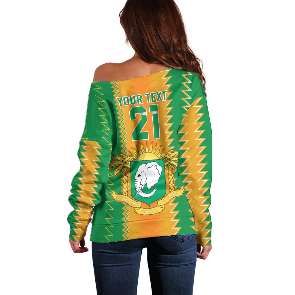 Custom Ivory Coast Football Off Shoulder Sweater The Champions Les Elephants 2024 - Wonder Print Shop