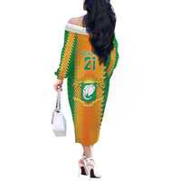 Custom Ivory Coast Football Off The Shoulder Long Sleeve Dress The Champions Les Elephants 2024 - Wonder Print Shop