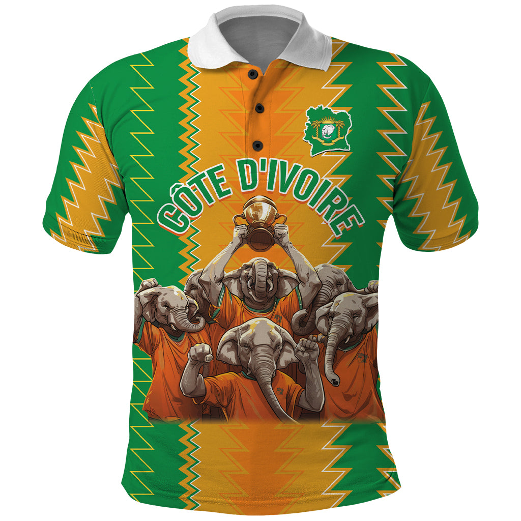 Custom Ivory Coast Football Polo Shirt The Champions Les Elephants 2024 - Wonder Print Shop