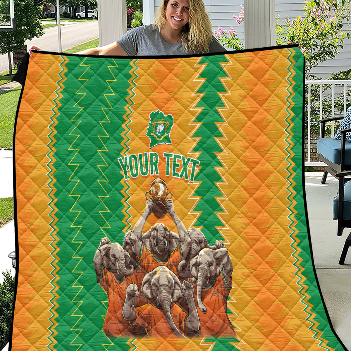 Custom Ivory Coast Football Quilt The Champions Les Elephants 2024 - Wonder Print Shop