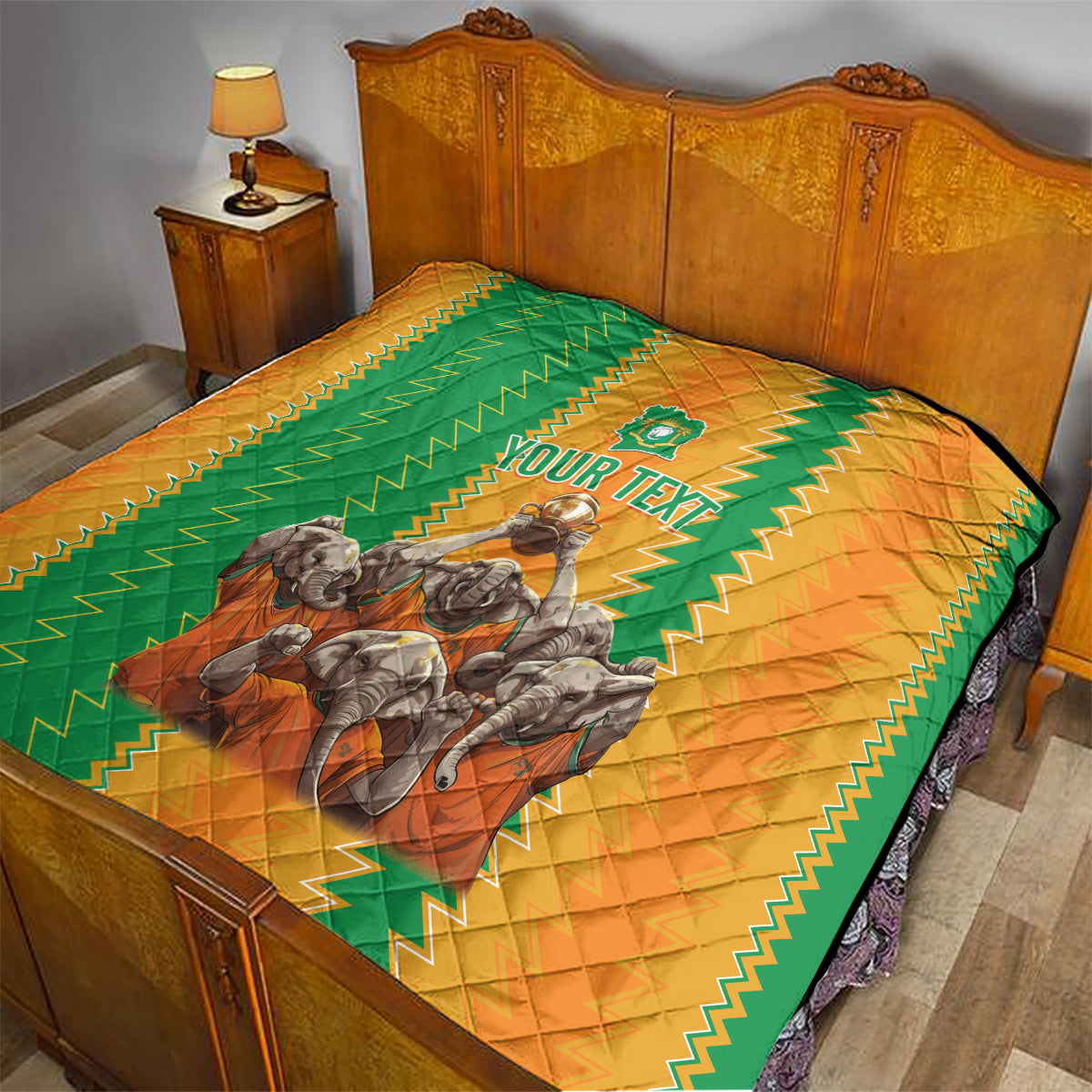 Custom Ivory Coast Football Quilt The Champions Les Elephants 2024 - Wonder Print Shop