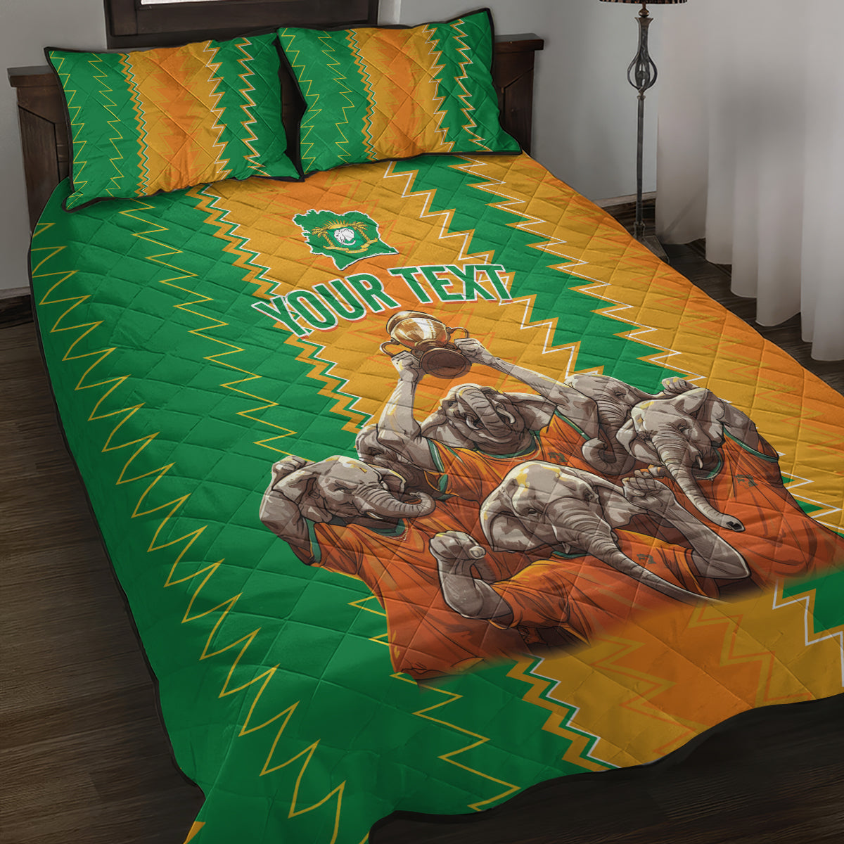 Custom Ivory Coast Football Quilt Bed Set The Champions Les Elephants 2024