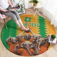 Custom Ivory Coast Football Round Carpet The Champions Les Elephants 2024