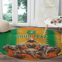 Custom Ivory Coast Football Round Carpet The Champions Les Elephants 2024