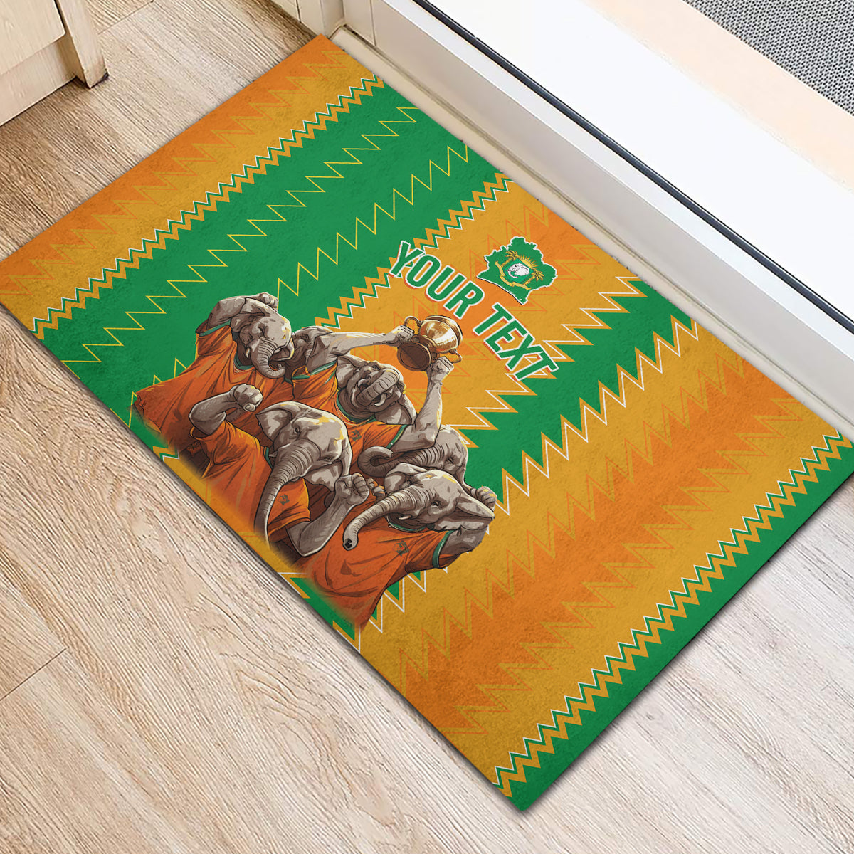 Custom Ivory Coast Football Rubber Doormat The Champions Les Elephants 2024 - Wonder Print Shop