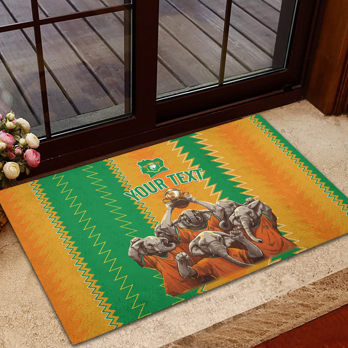 Custom Ivory Coast Football Rubber Doormat The Champions Les Elephants 2024 - Wonder Print Shop
