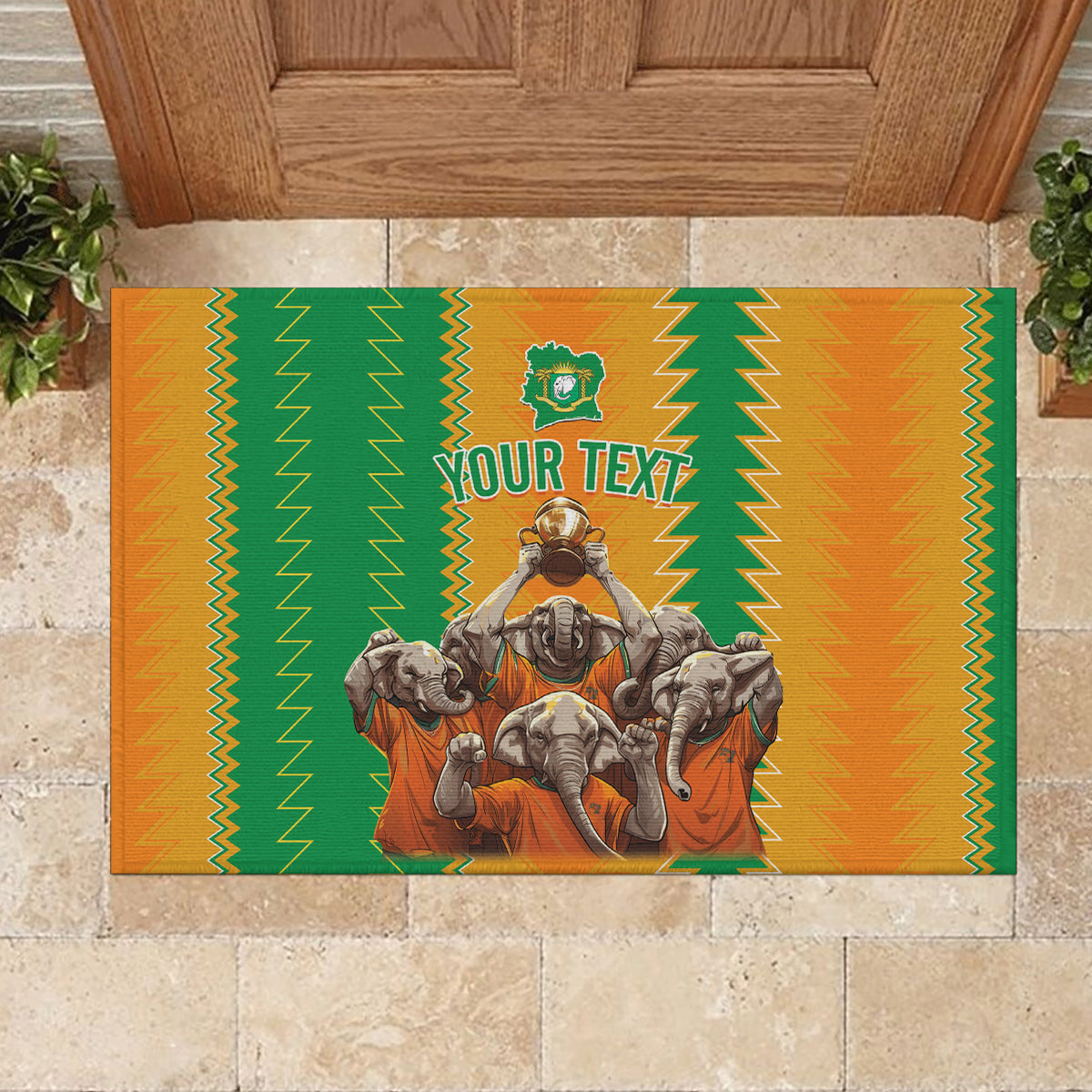 Custom Ivory Coast Football Rubber Doormat The Champions Les Elephants 2024 - Wonder Print Shop