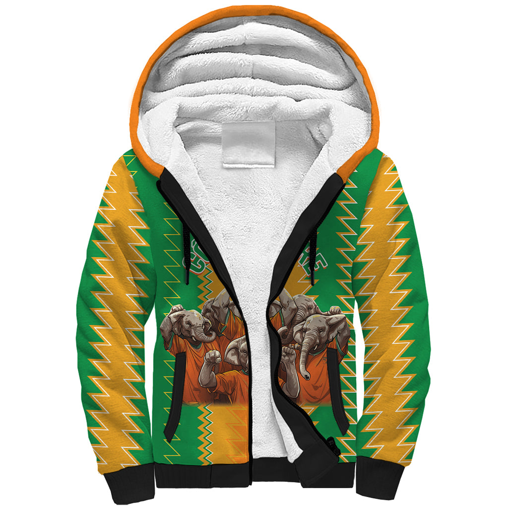 Custom Ivory Coast Football Sherpa Hoodie The Champions Les Elephants 2024 - Wonder Print Shop
