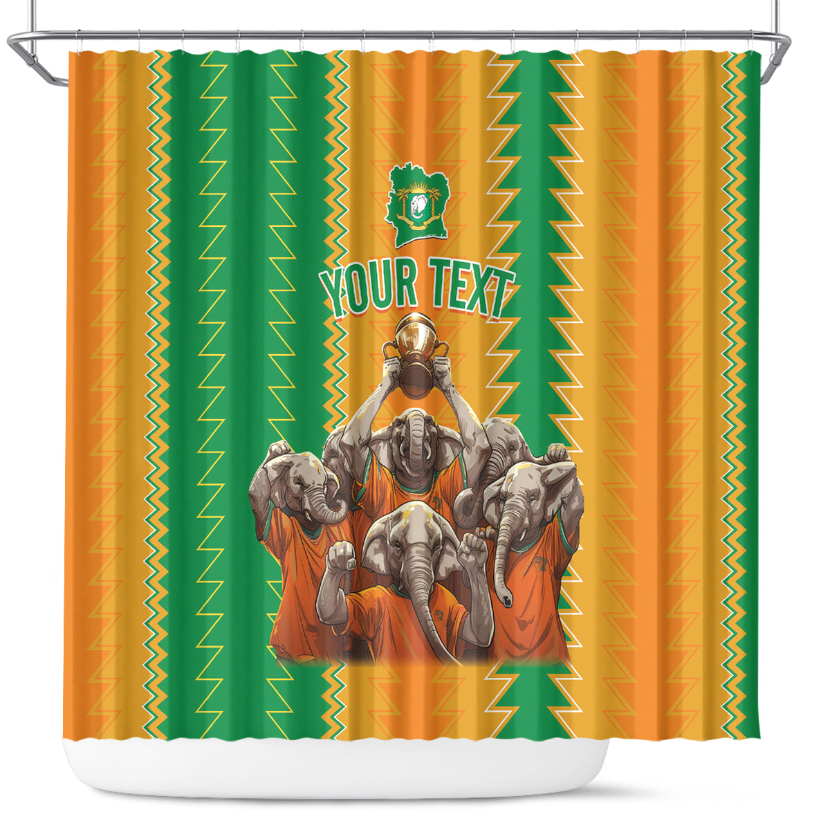 Custom Ivory Coast Football Shower Curtain The Champions Les Elephants 2024