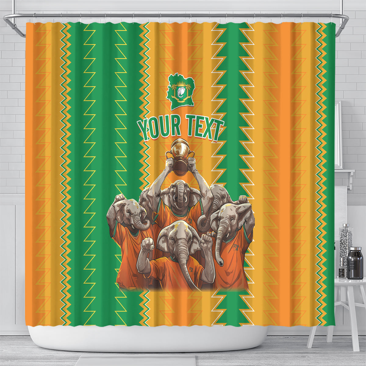 Custom Ivory Coast Football Shower Curtain The Champions Les Elephants 2024